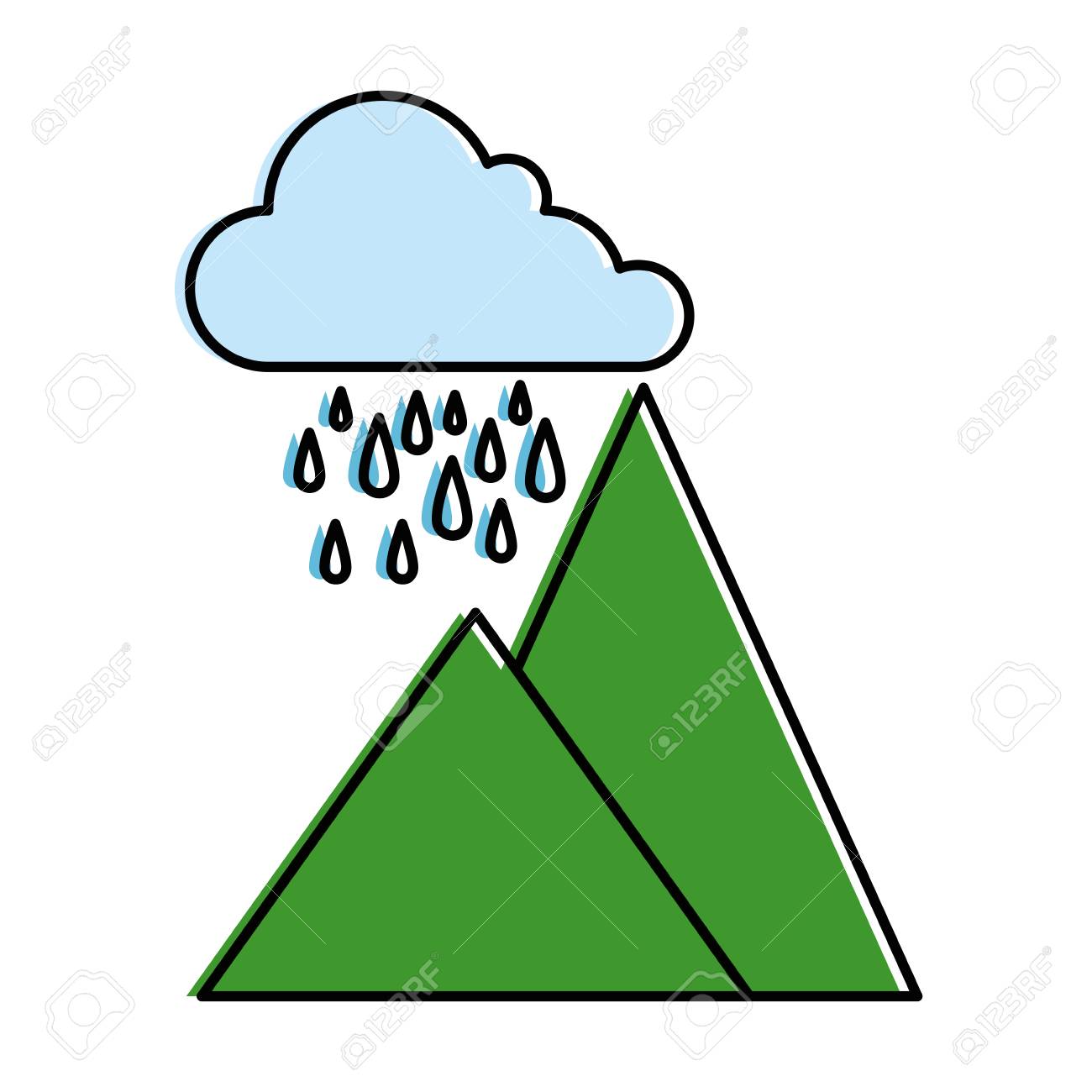 雲雨ベクトル イラスト デザインで山キャンプのイラスト素材 ベクタ