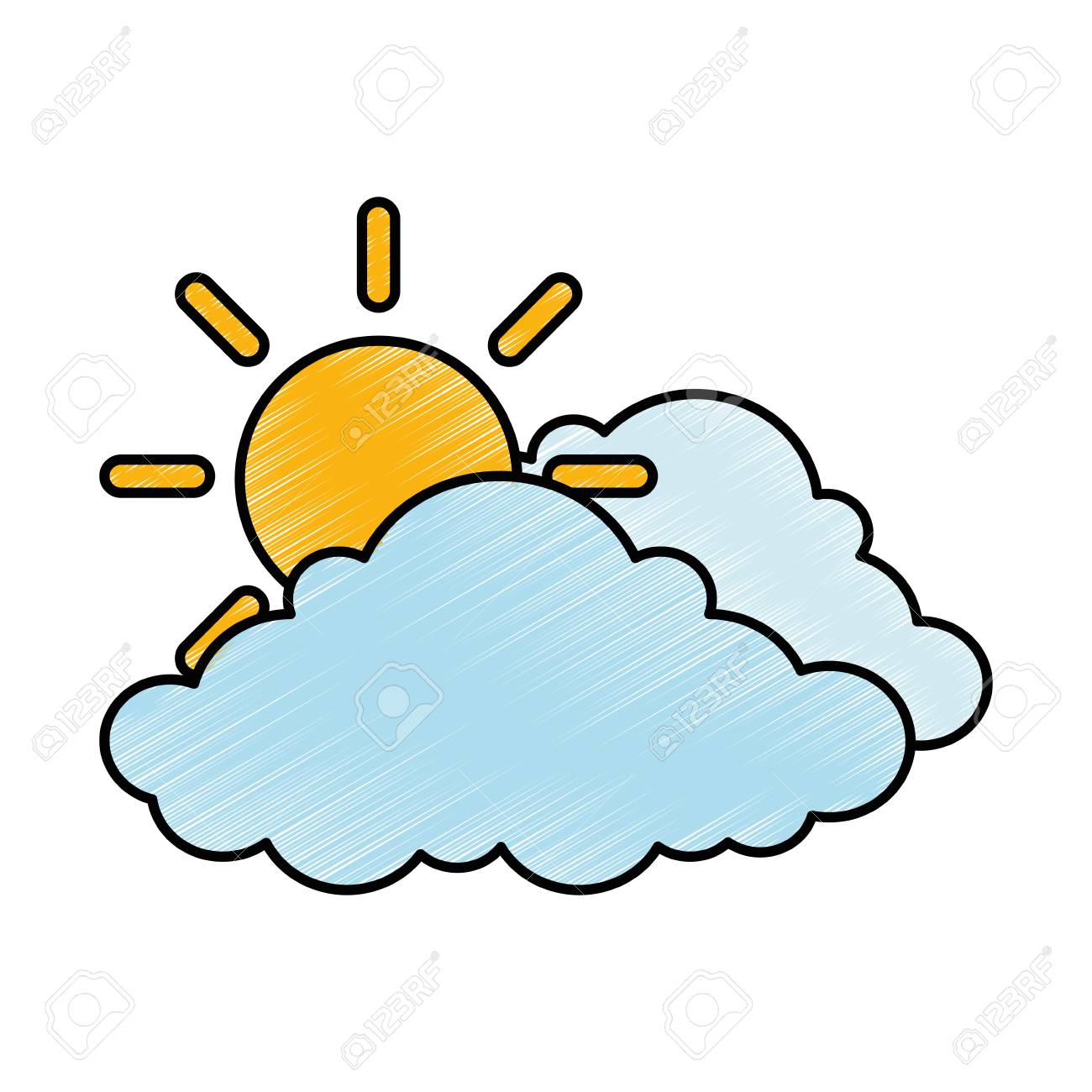 太陽ベクトル イラスト デザインと雲の天気 のイラスト素材 ベクタ Image