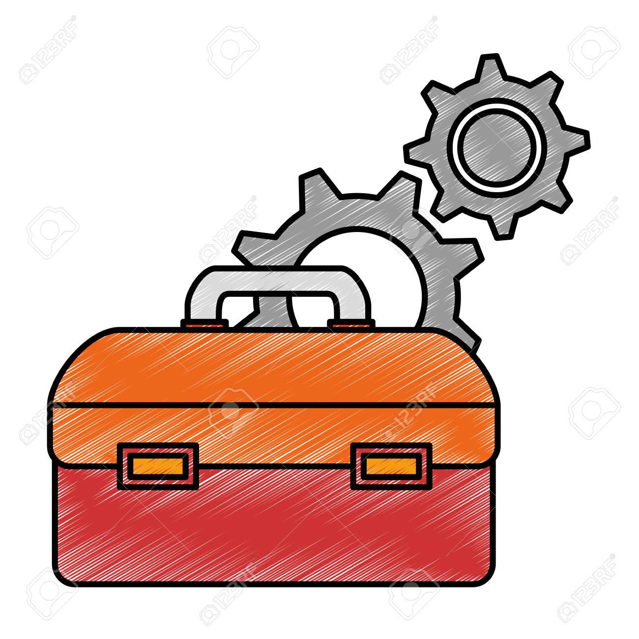歯車ベクトル イラスト デザイン付けの工具箱のイラスト素材 ベクタ Image 歯車ベクトル イラスト デザイン付けの工具箱のイラスト素材 ベクタ Image