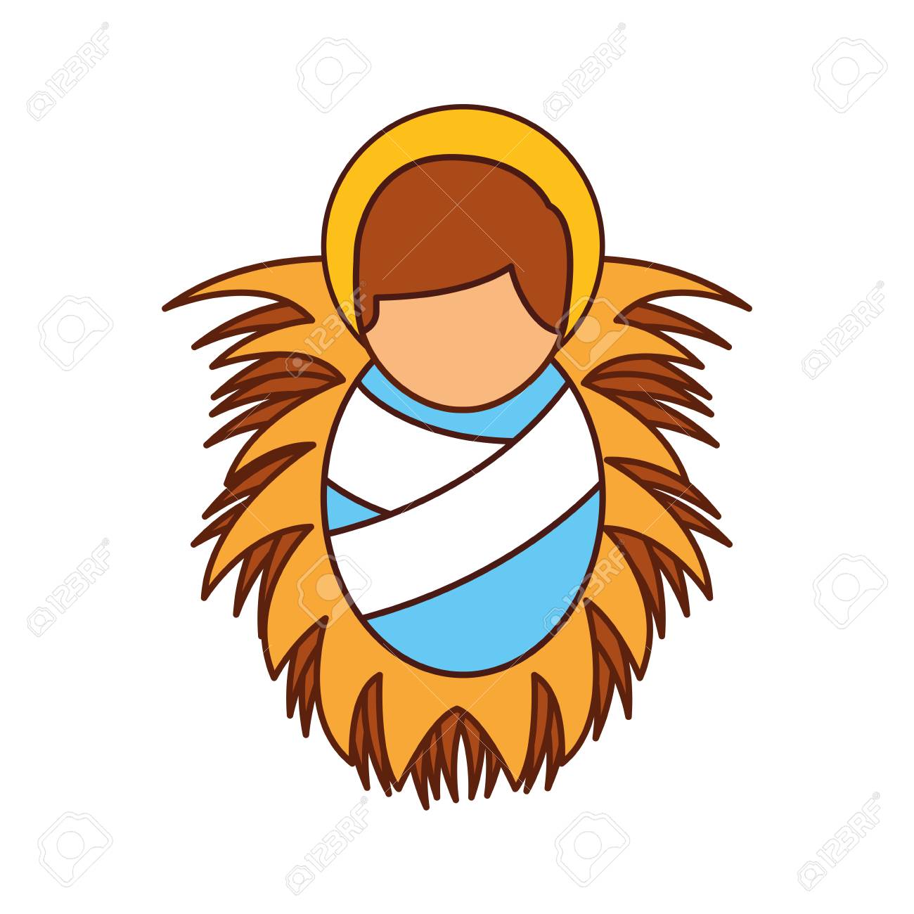 Dessin Anime Mignon Bebe Jesus Christ Dans L Illustration Vectorielle De Berceau Clip Art Libres De Droits Vecteurs Et Illustration Image