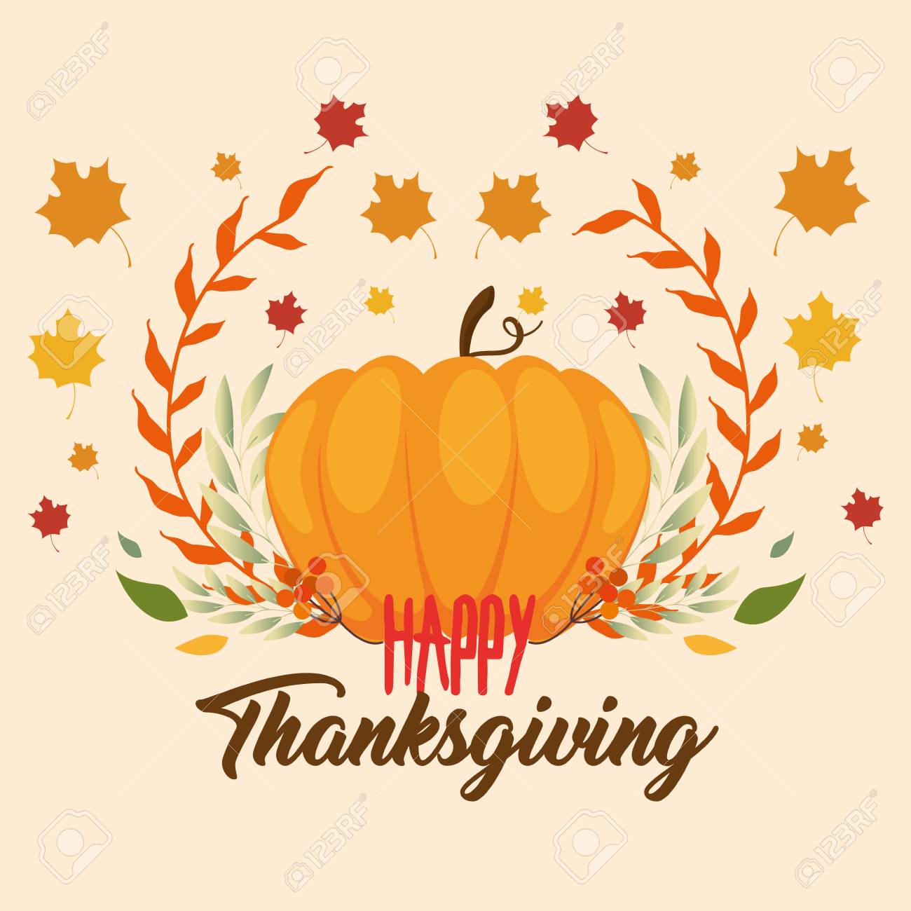 Happy Thanksgiving Day Greeting Card Vector Illustration Graphic Design  Royalty Free SVG, Cliparts, Vectors, and Stock Illustration. Image 88392918., image size:1300x1300