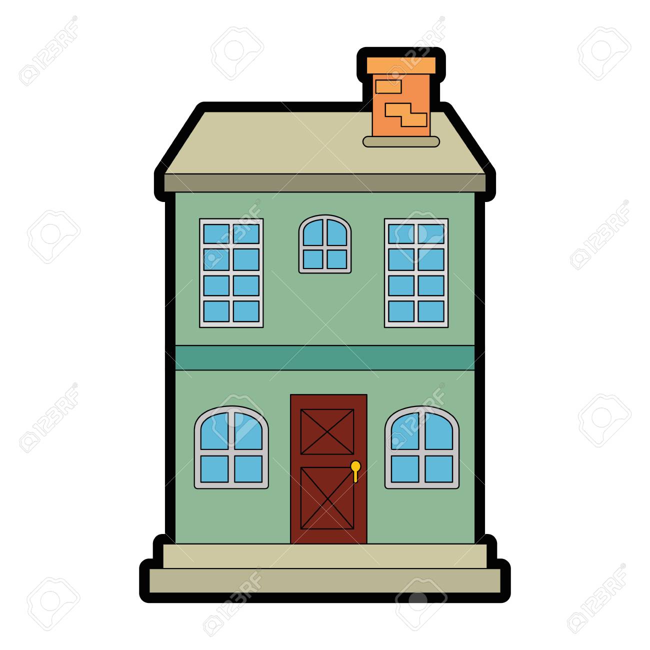 マンション フロント分離アイコン ベクトル イラスト デザインのイラスト素材 ベクタ Image