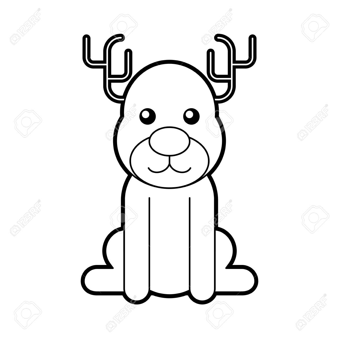 クリスマス トナカイの角のある動物の面白いベクトル イラストのイラスト素材 ベクタ Image