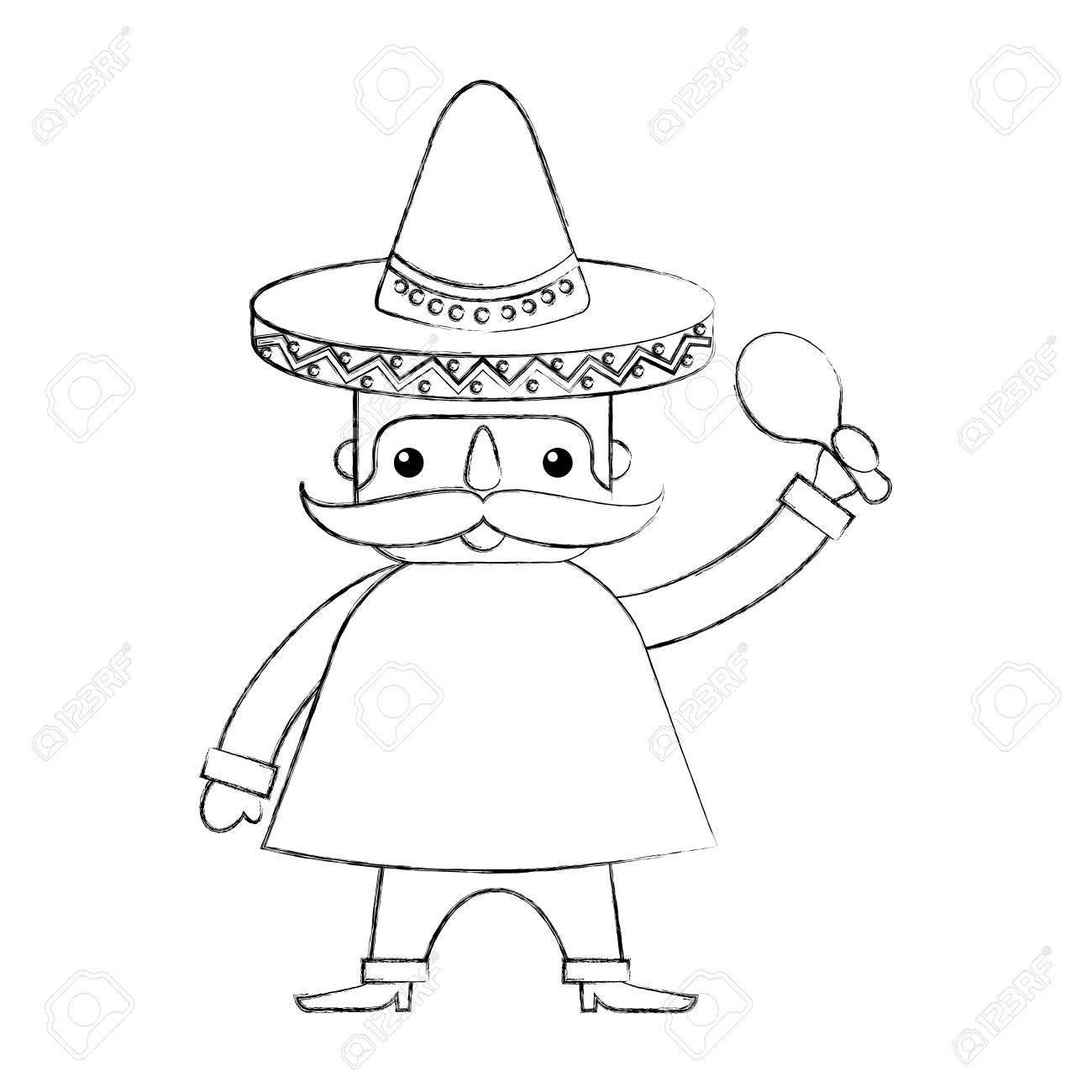 マラカスや伝統的な衣装のベクトル イラストでメキシコ人男性のイラスト素材 ベクタ Image 4362