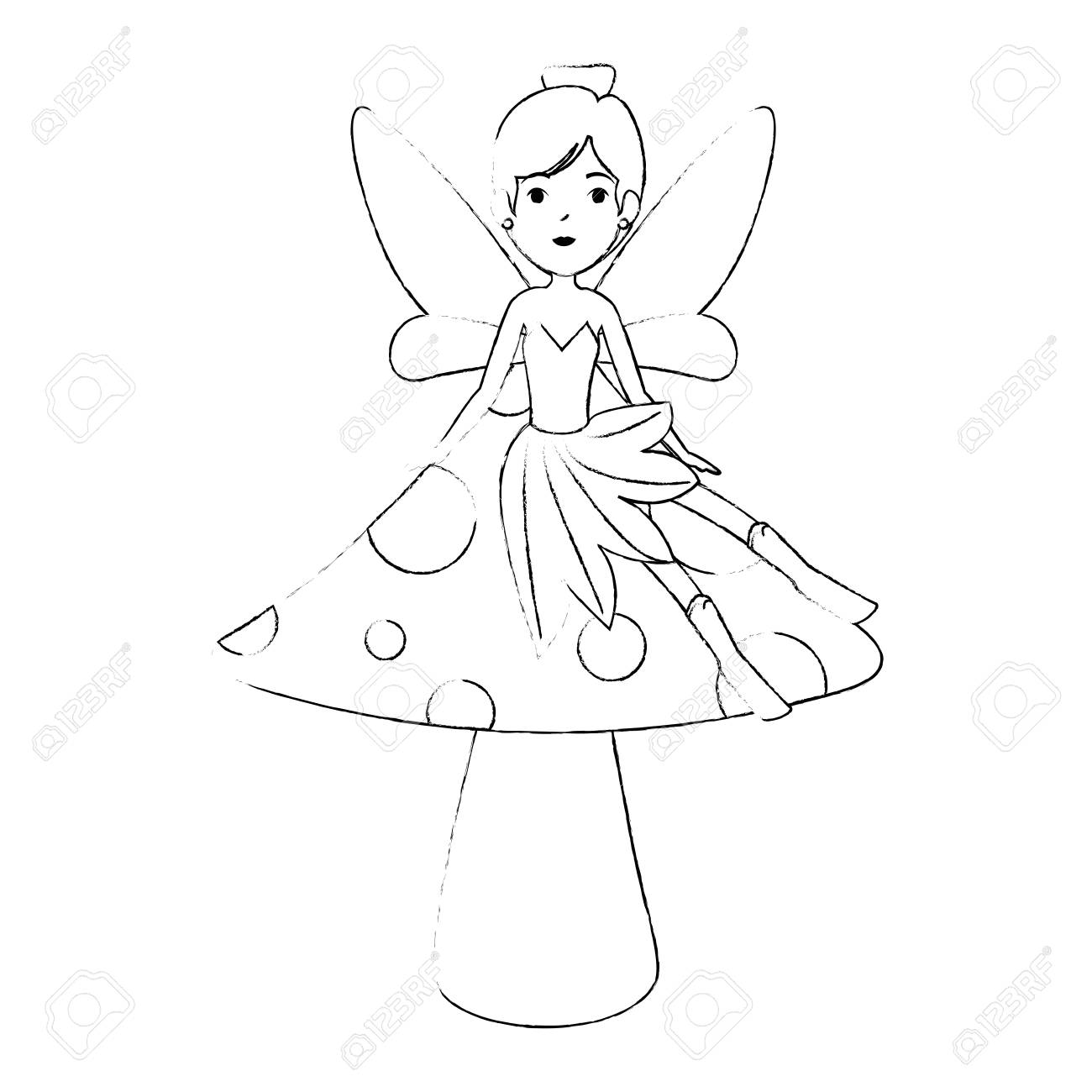 キノコの文字ベクトル イラスト デザインで美しい妖精 のイラスト素材 ベクタ Image