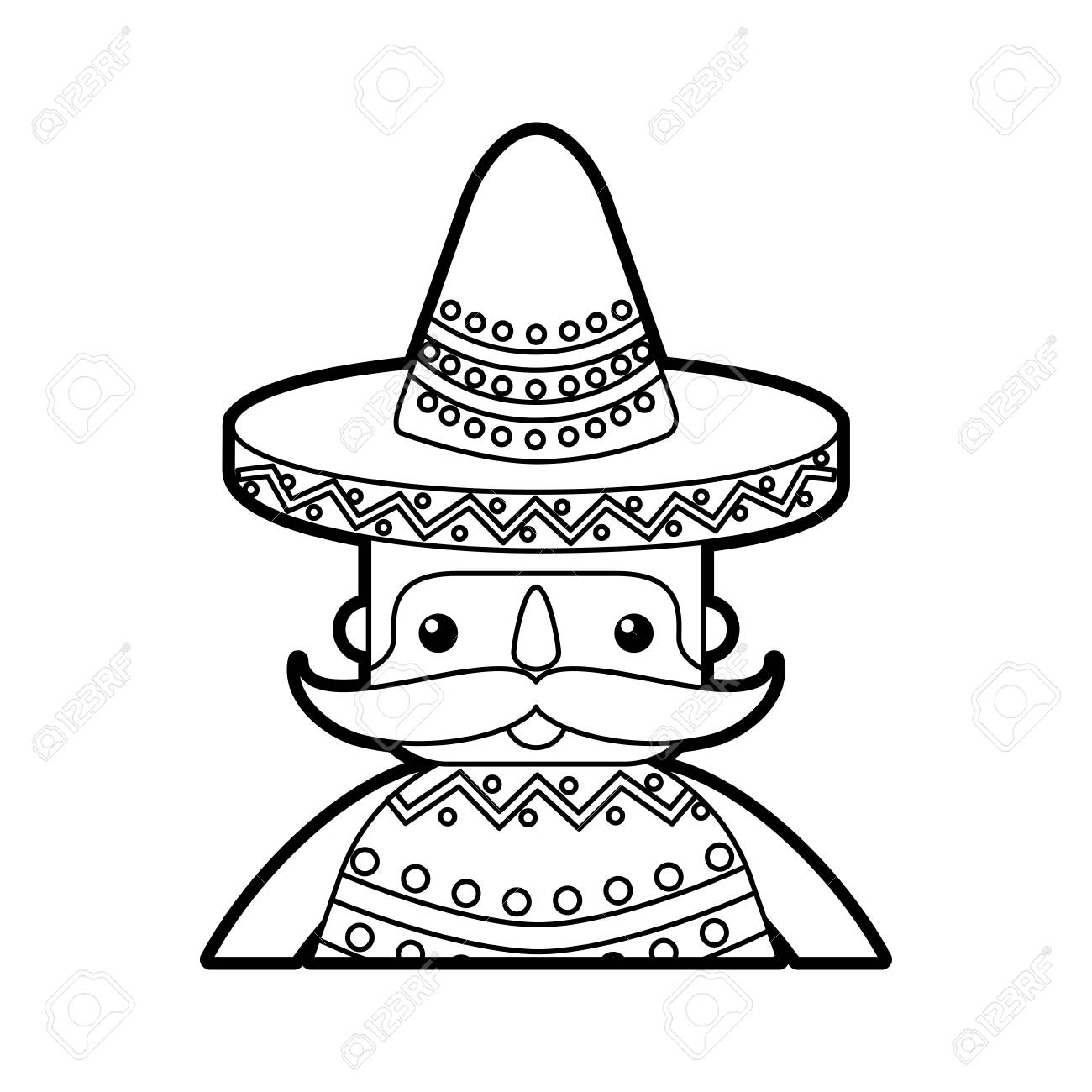 帽子と髭の漫画ベクトル イラスト面白いのメキシコ人のイラスト素材 ベクタ Image