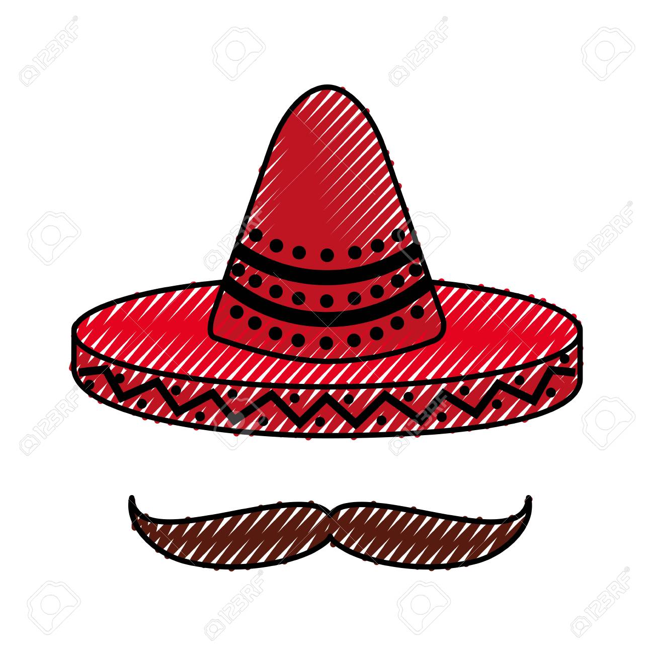 メキシカン ハットと口ひげ文化シンボル ベクトル イラストのイラスト素材 ベクタ Image