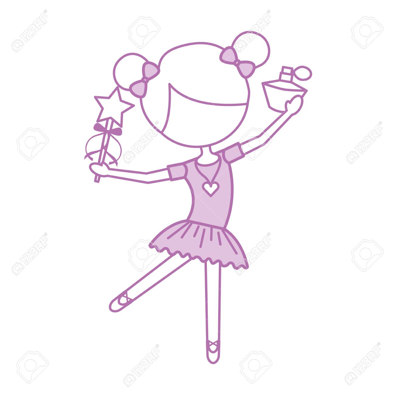 魔法の杖とボトル香水ベクトル図を保持している小さな女の子ダンサー バレエのイラスト素材 ベクタ Image 5252