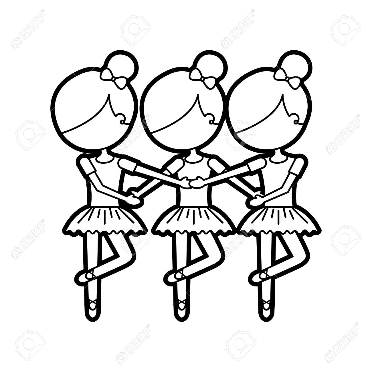3 人の女の子のダンスのバレエ クラシック練習ベクトル イラストのイラスト素材 ベクタ Image