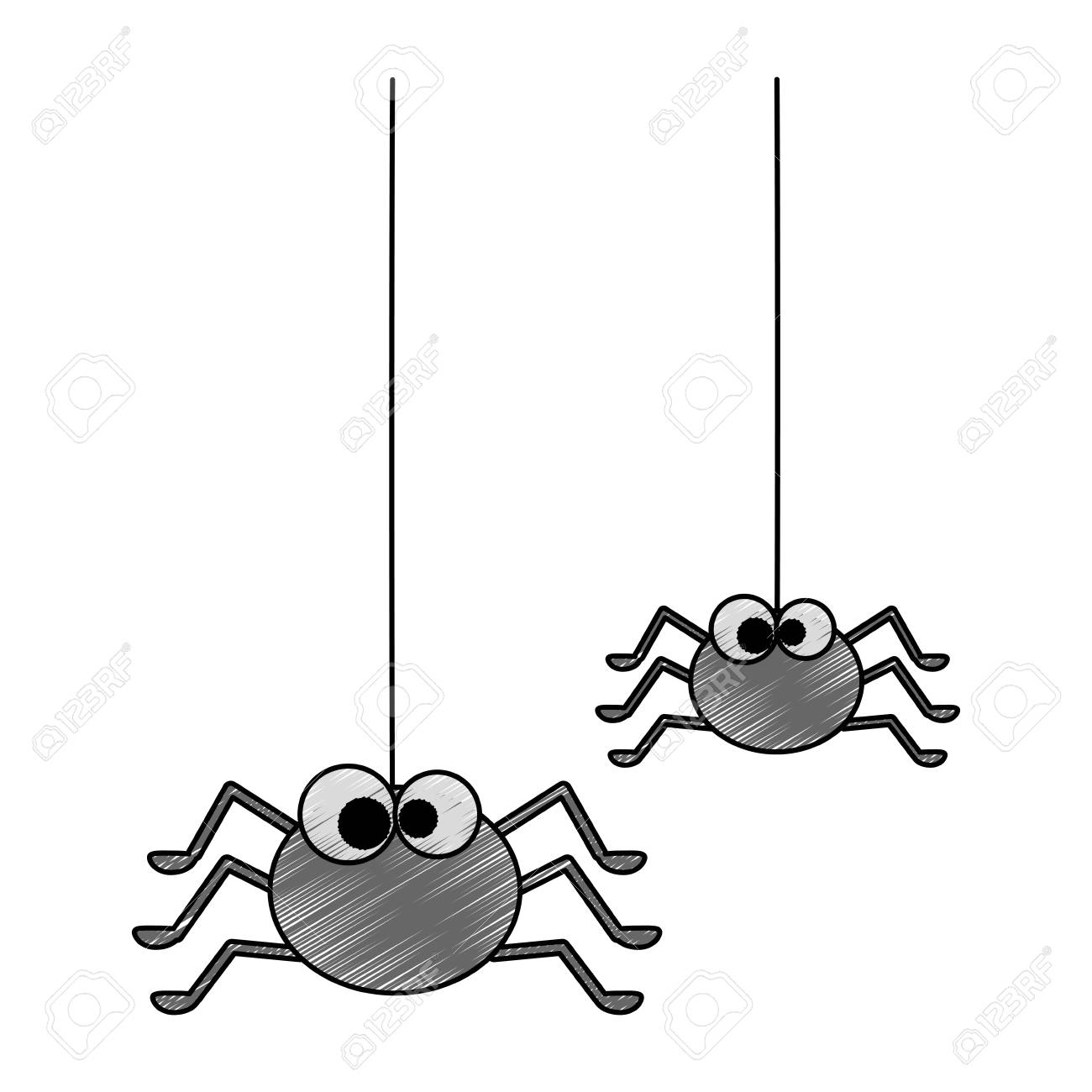 ハロウィーンの装飾をぶら下がっているかわいいクモ ベクトル イラスト デザイン のイラスト素材 ベクタ Image