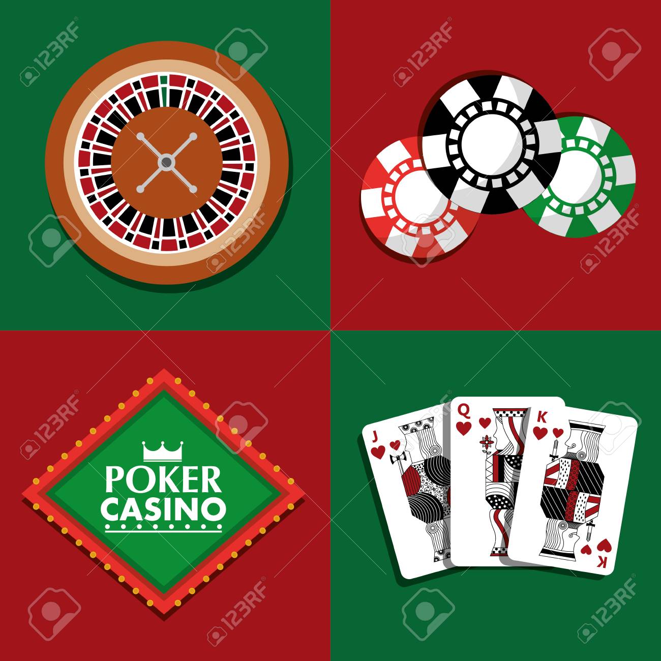ポーカーカジノギャンブルベットのセットお金ベクトルイラストのイラスト素材・ベクター Image 89491528