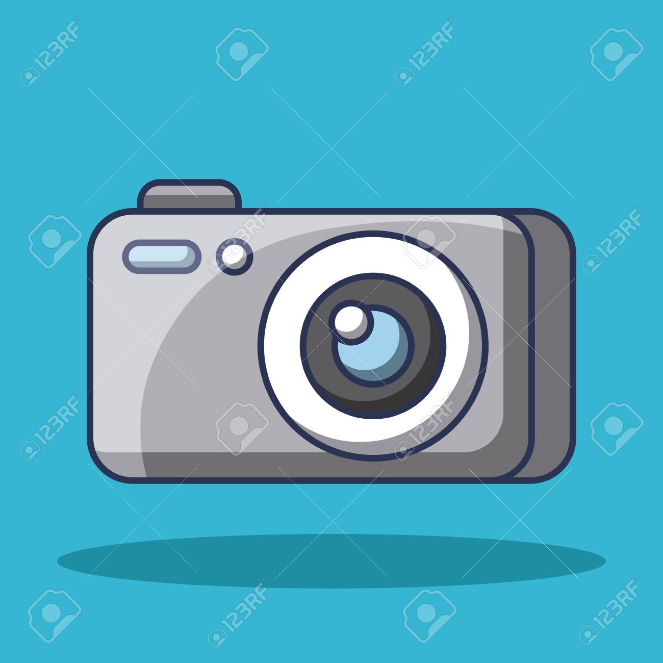 漫画の写真カメラデバイス技術レンズフラッシュボタンベクトルイラストのイラスト素材 ベクタ Image