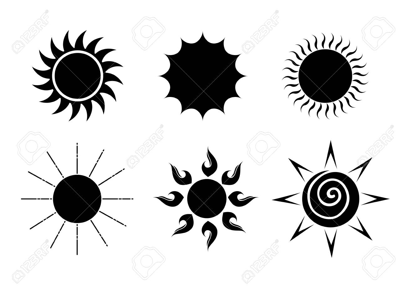 太陽のアイコン ベクトル イラスト グラフィック デザイン一式のイラスト素材 ベクタ Image