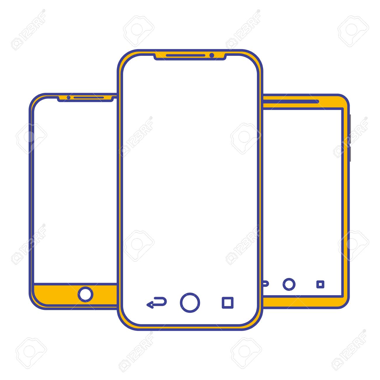 空白の画面ベクトル イラスト携帯電話のガジェットのセットのイラスト素材 ベクタ Image