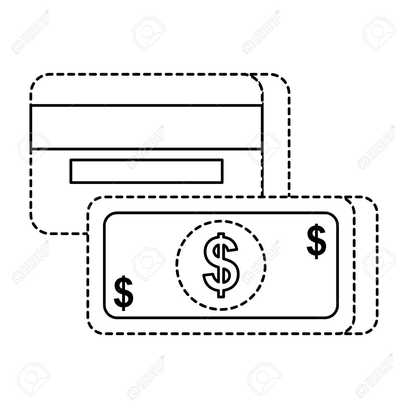 支払いモバイルお札とクレジット カード銀行概念ベクトル イラストのイラスト素材 ベクタ Image