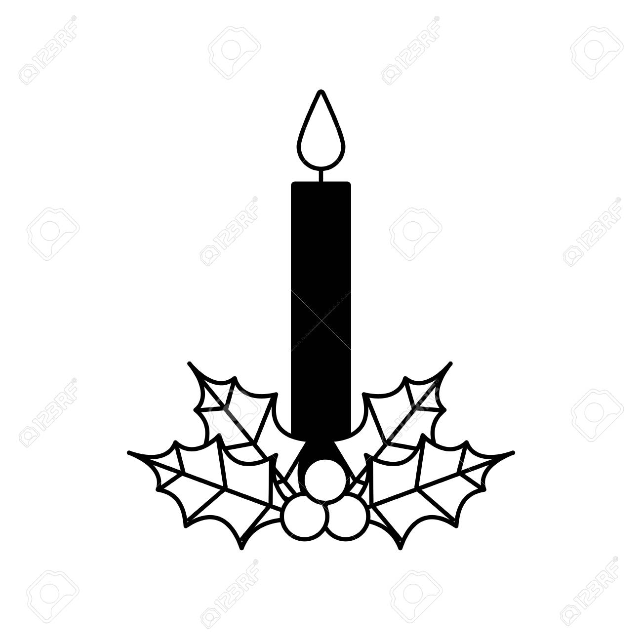 ホーリーベリーに燃えてクリスマスキャンドル葉装飾ベクトル図 のイラスト素材 ベクタ Image 90110361