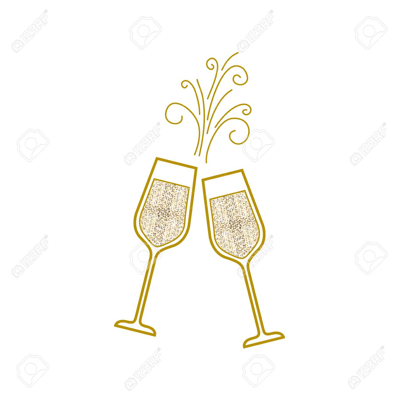 シャンパン グラス乾杯ドリンクお祝いクリスマス ベクトル イラストのペア のイラスト素材 ベクタ Image