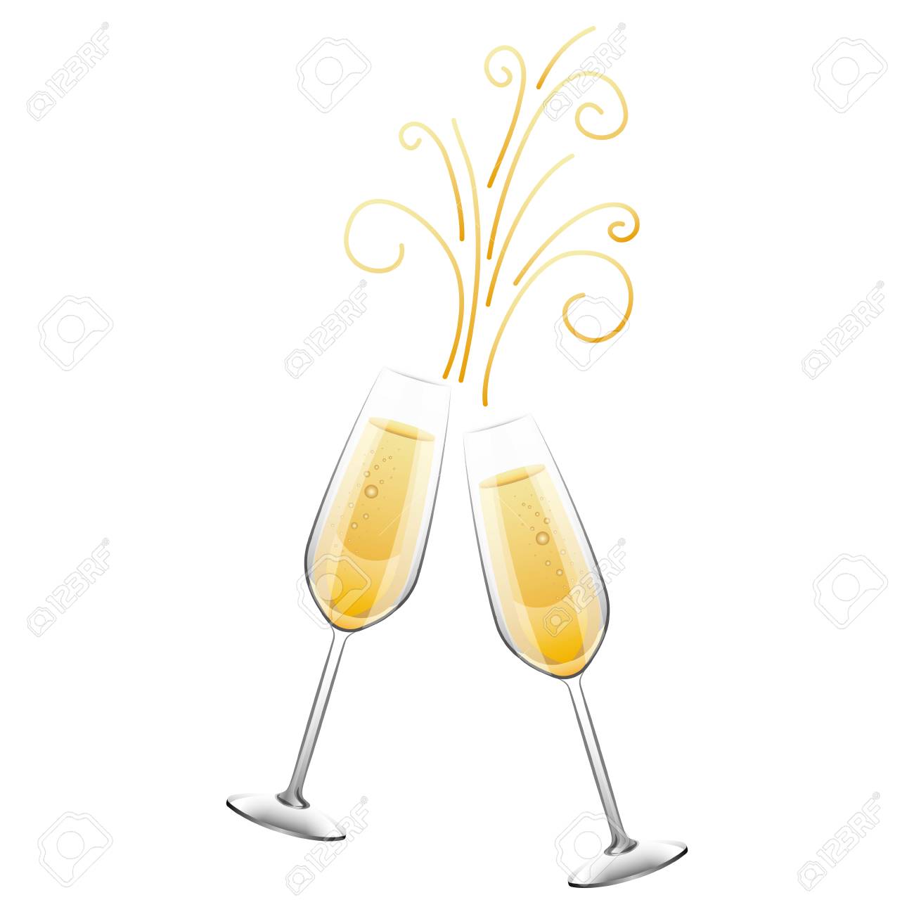 シャンパン グラス乾杯ドリンクお祝いクリスマス ベクトル イラストのペア のイラスト素材 ベクタ Image