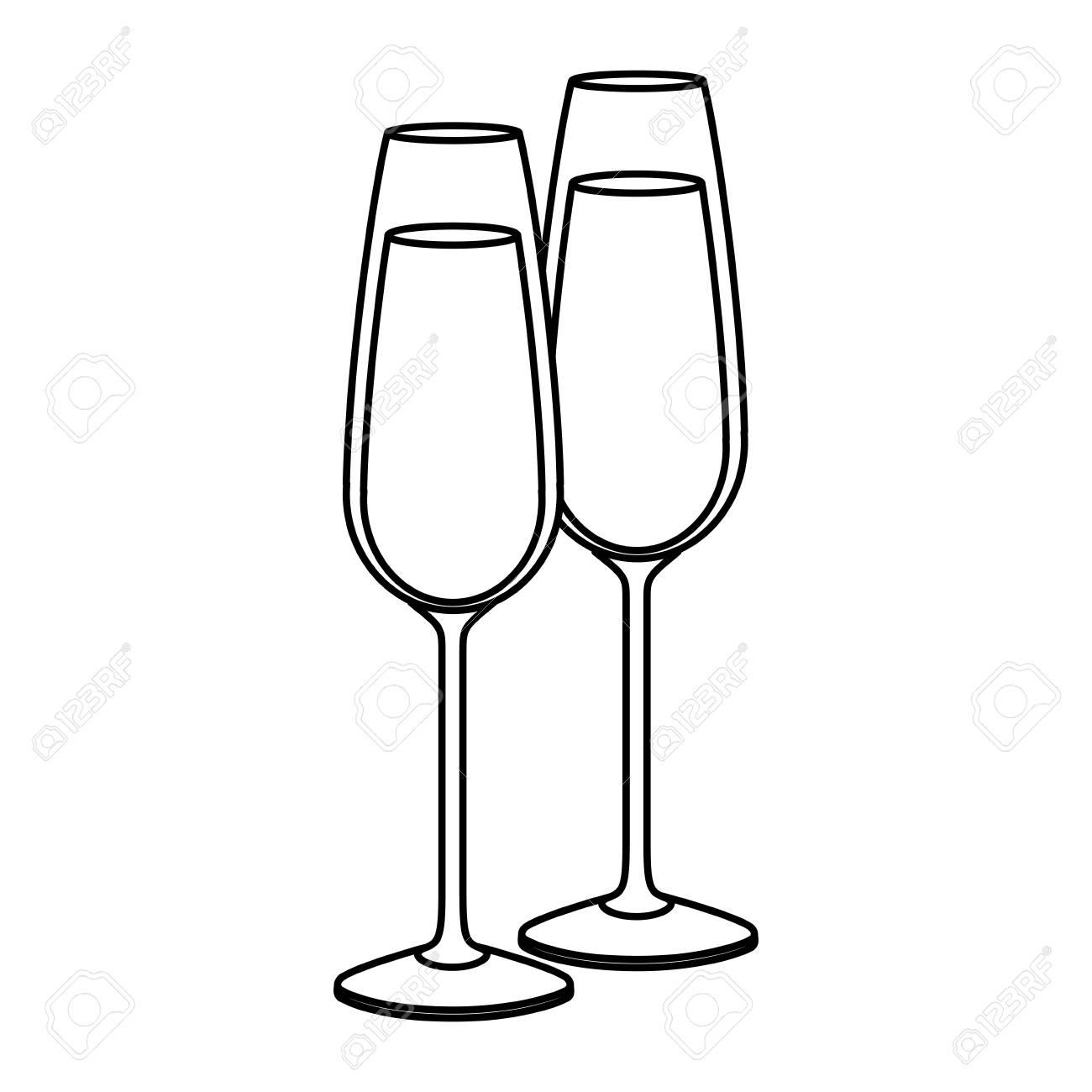 シャンパン グラス乾杯ドリンクお祝いクリスマス ベクトル イラストのペア のイラスト素材 ベクタ Image