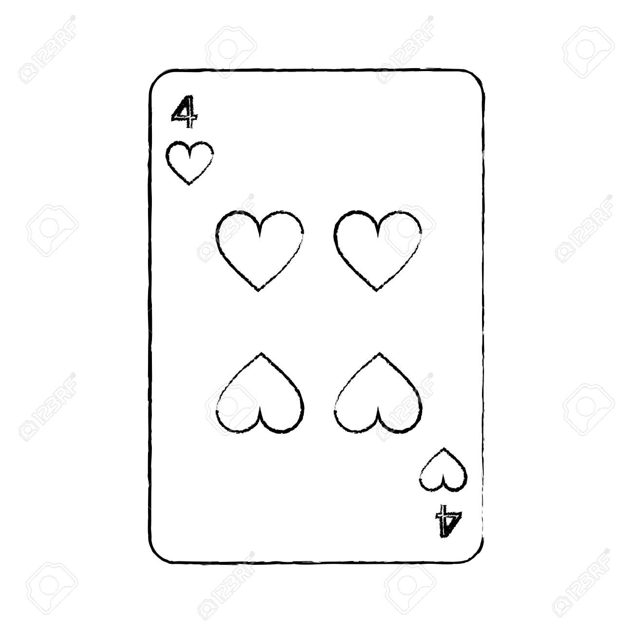 four of hearts french playing cards related icon image vector illustration design black sketch line - 90169633 four of hearts french playing cards related icon image vector illustration design black sketch line - 90169633
