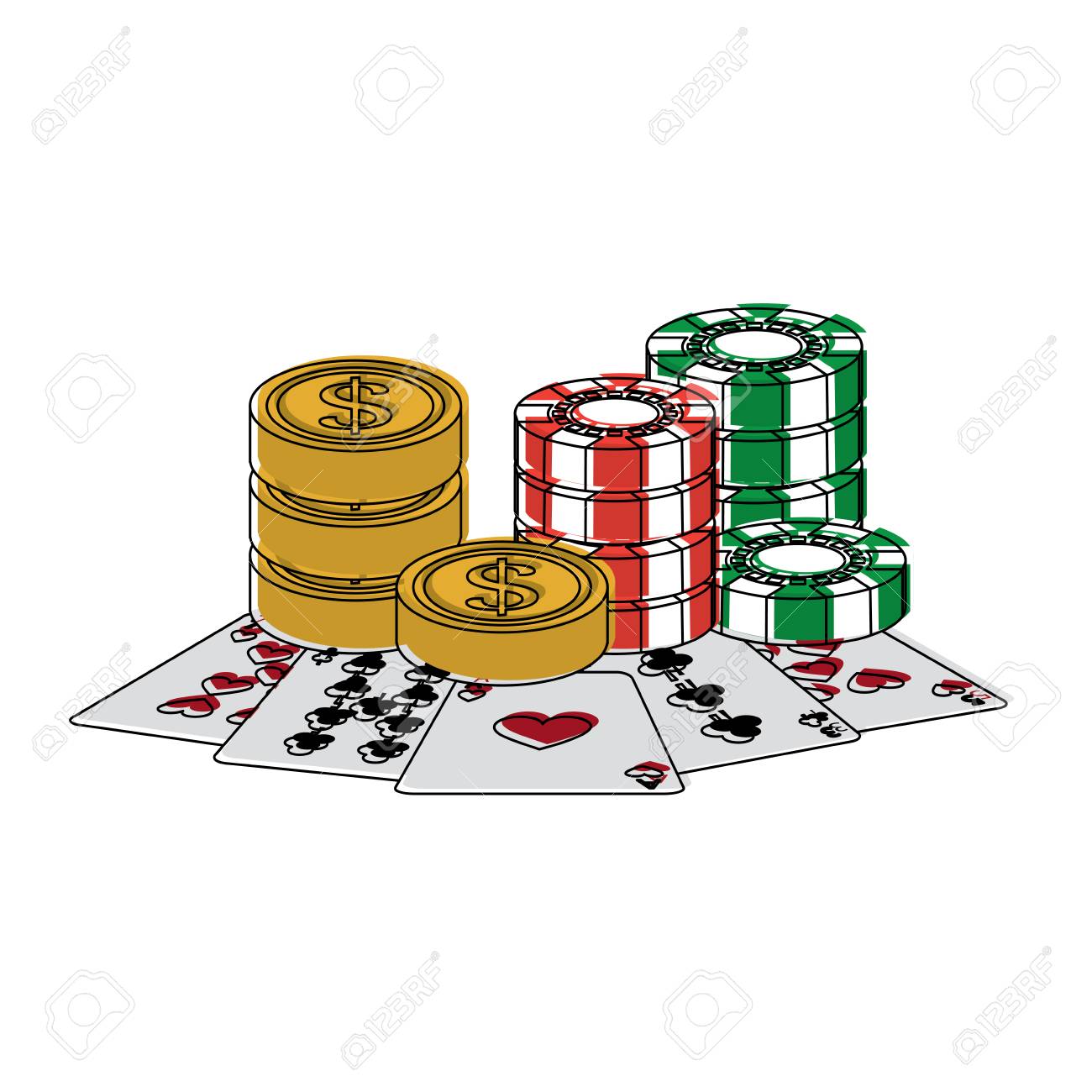 チップ コイン カード カジノ関連のアイコン画像ベクトル イラスト デザイン のイラスト素材 ベクタ Image