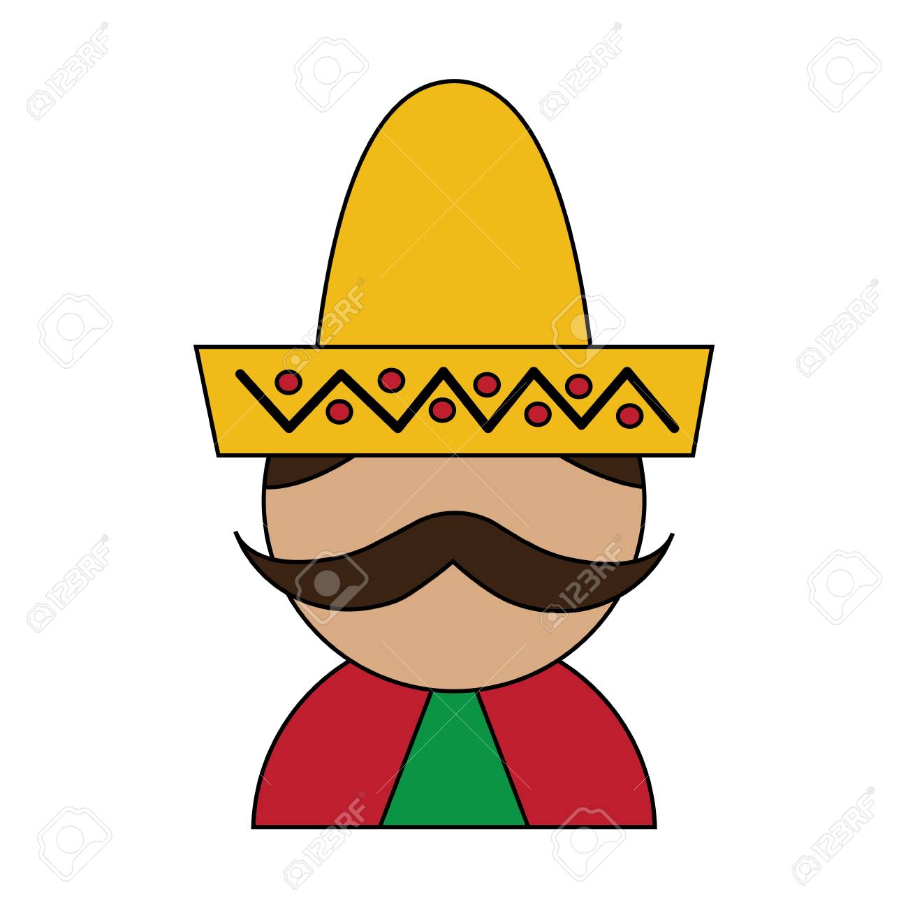 Homme Mexicain Drole Avec Illustration Vectorielle De Chapeau Et Moustache Clip Art Libres De Droits Vecteurs Et Illustration Image 90343782