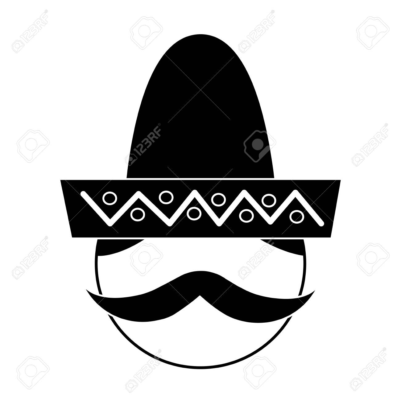 帽子と髭の縦ベクトル図でメキシコ人男性の顔 のイラスト素材 ベクタ Image