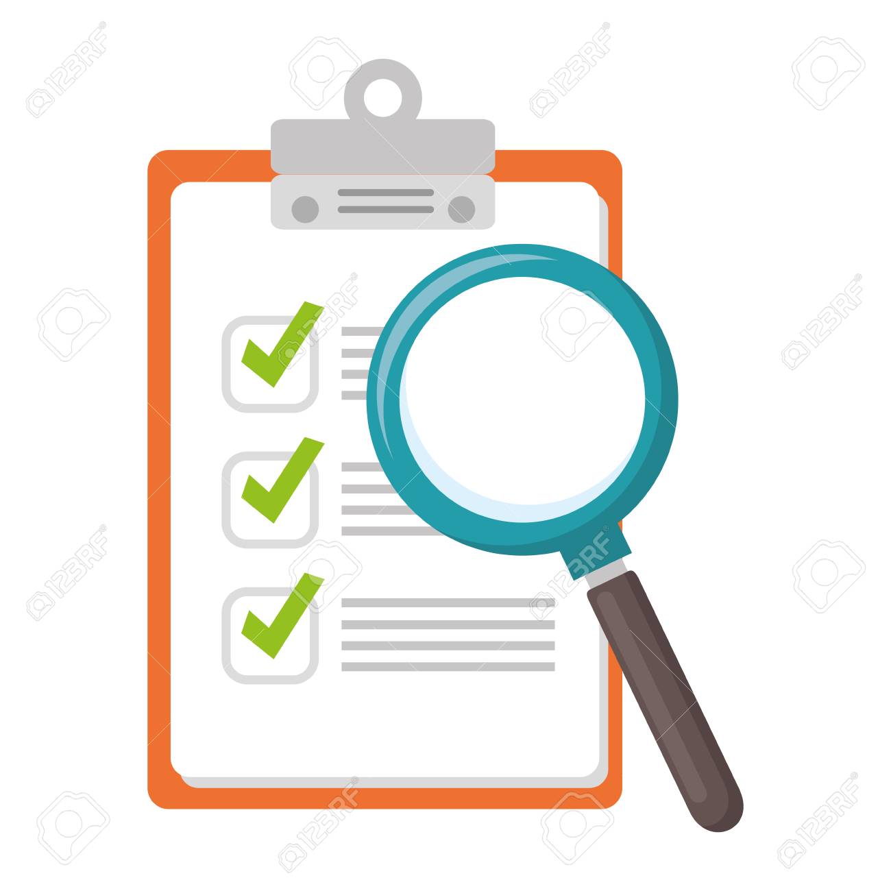 Checklist Clipboard With Magnifying Glass Vector Illustration Design  Royalty Free SVG, Cliparts, Vectors, and Stock Illustration. Image 90406614., image size:1300x1300