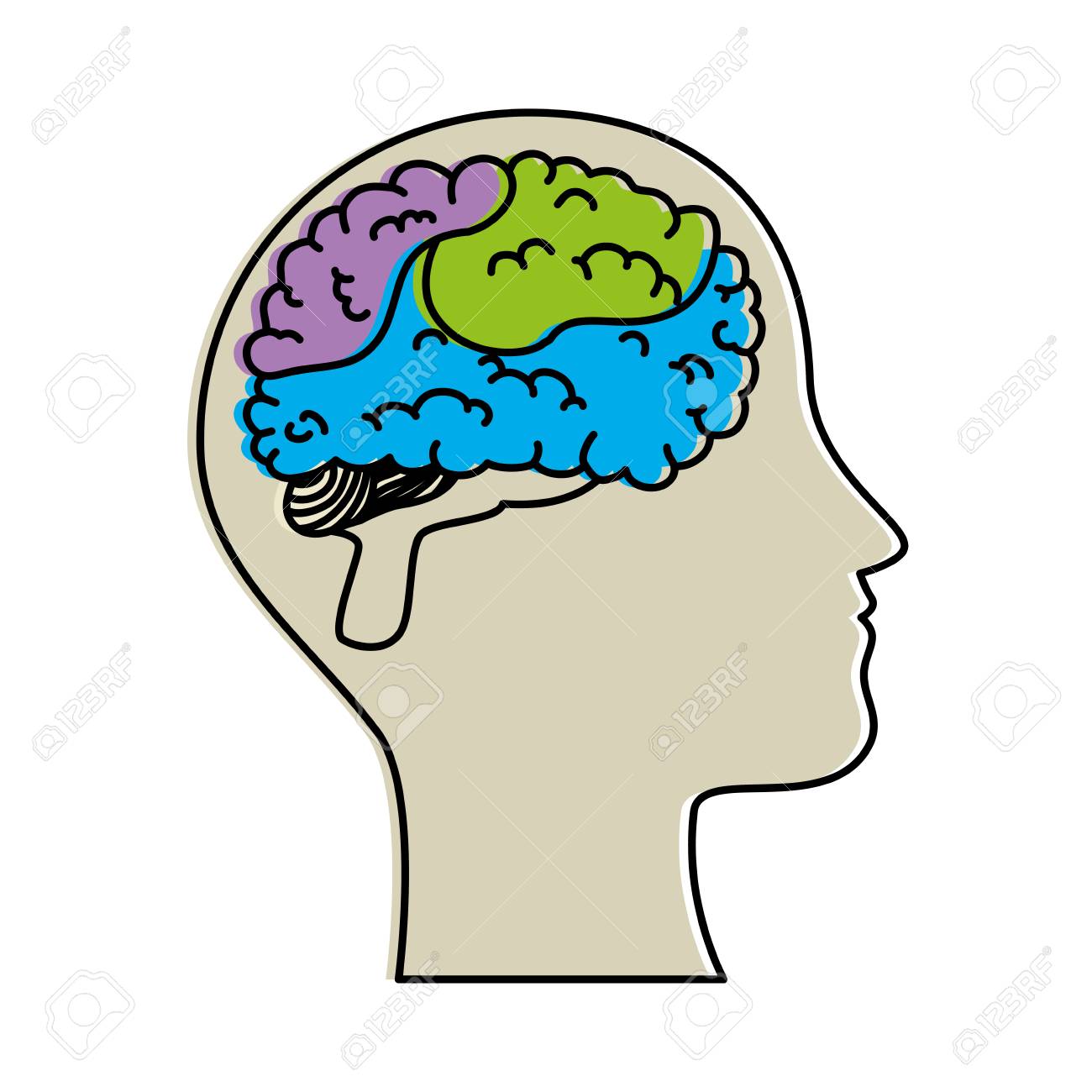 脳ベクトルイラストデザインを持つ人間のプロフィールのイラスト素材
