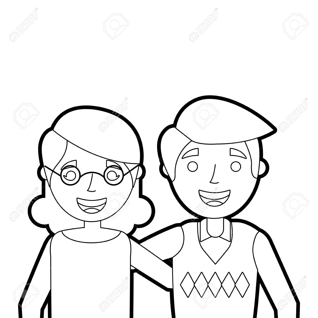 幸せな愛らしいベクトルイラストベクトルイラストの輪郭を抱きしめる高齢夫婦の肖像のイラスト素材 ベクタ Image 幸せな愛らしいベクトルイラストベクトルイラストの輪郭を抱きしめる高齢夫婦の肖像のイラスト素材 ベクタ Image