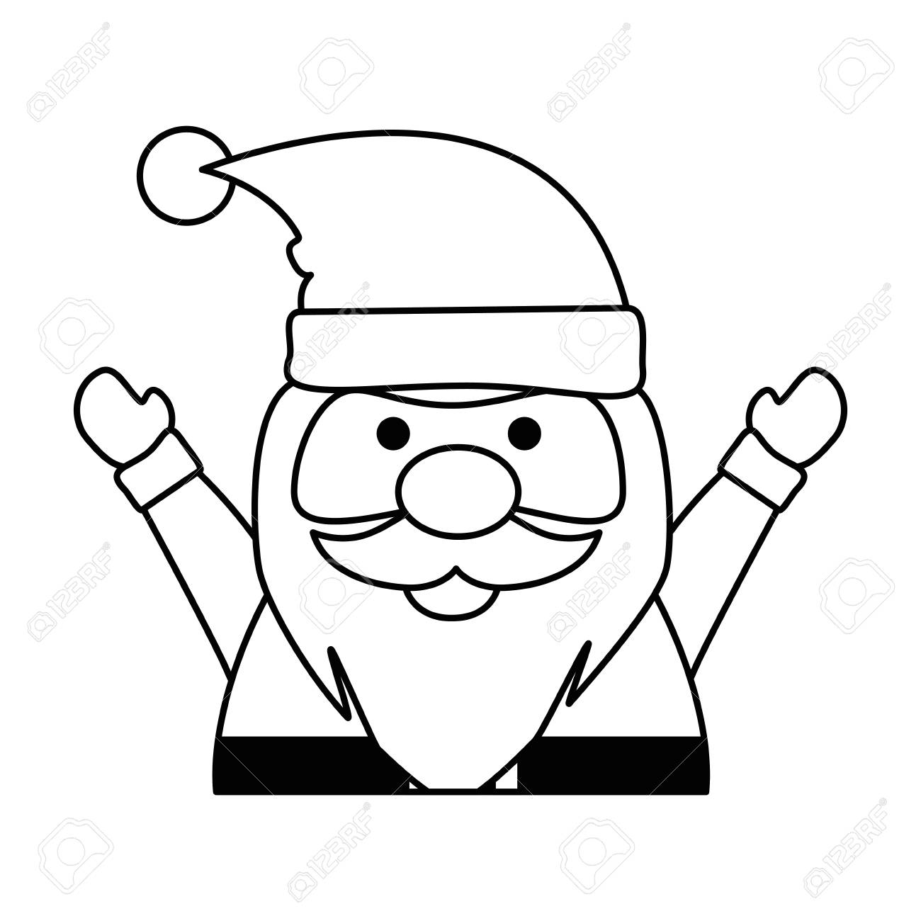 Cute Santa Claus Kawaii Character Vector Illustration Design