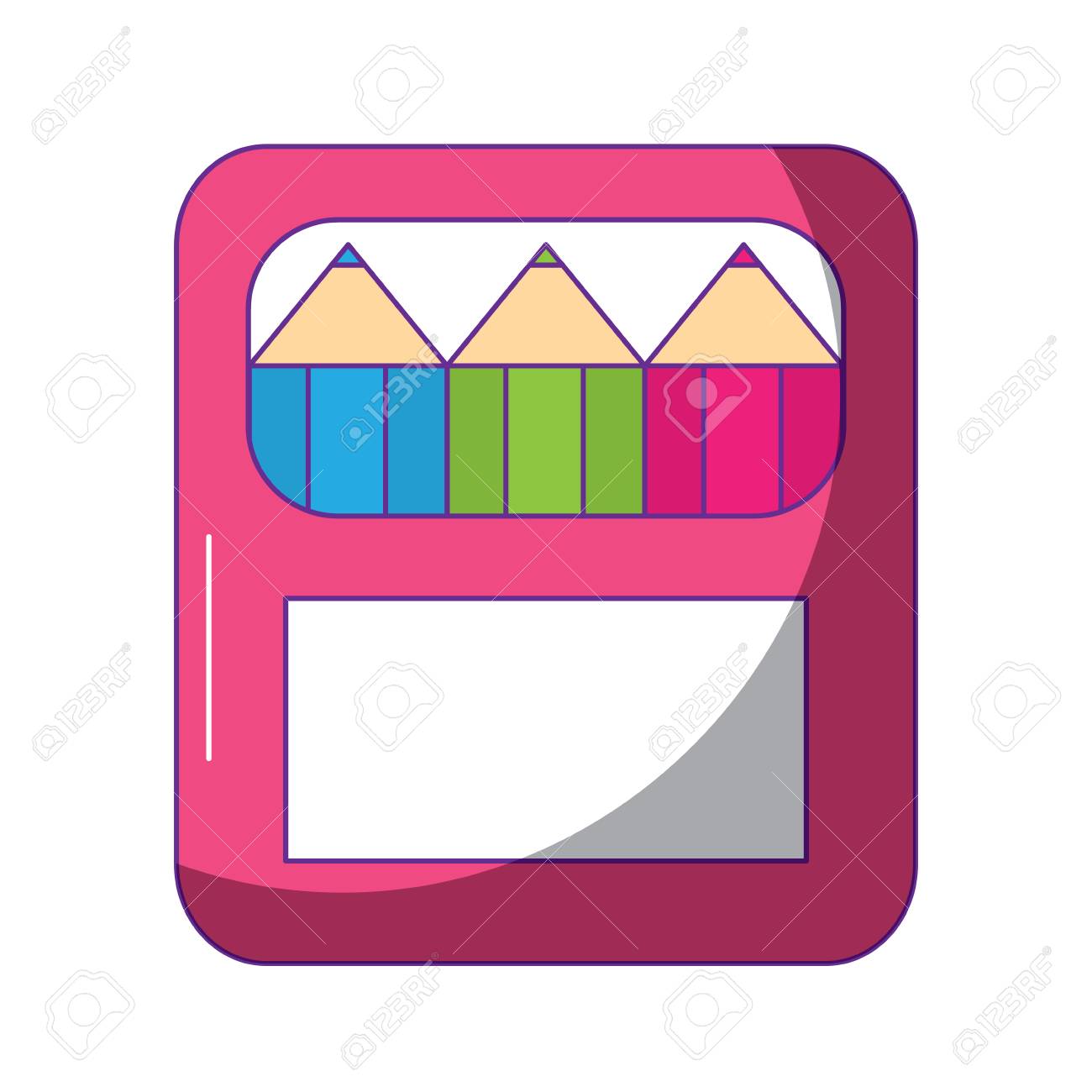 Couleur De Lécole Dans Lart De La Boîte Fournitures Dillustration Vectorielle De Laccessoire - 