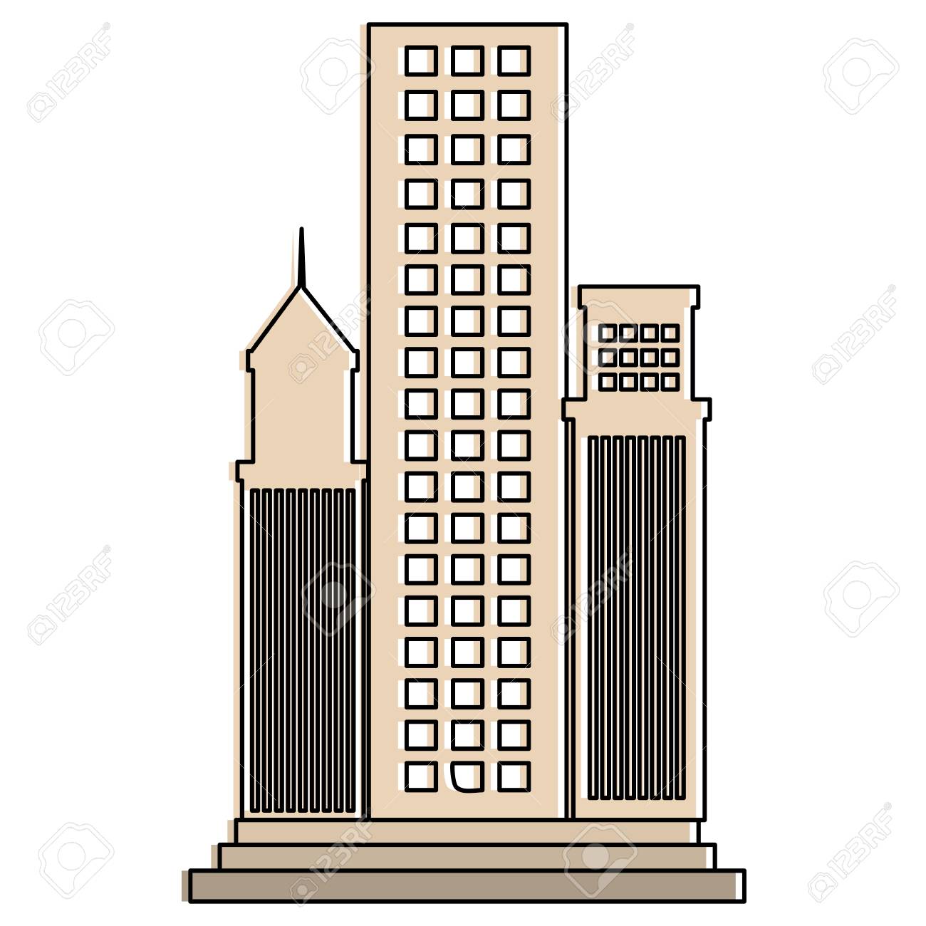 超高層ビル孤立アイコンベクトルイラストデザインのイラスト素材 ベクタ Image 9029