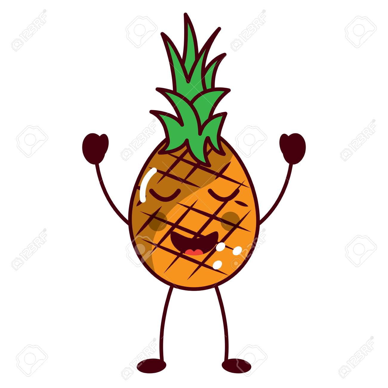 ピンナップルハッピーブリスフルーツ可愛いアイコン画像ベクトルイラストデザイン のイラスト素材 ベクタ Image