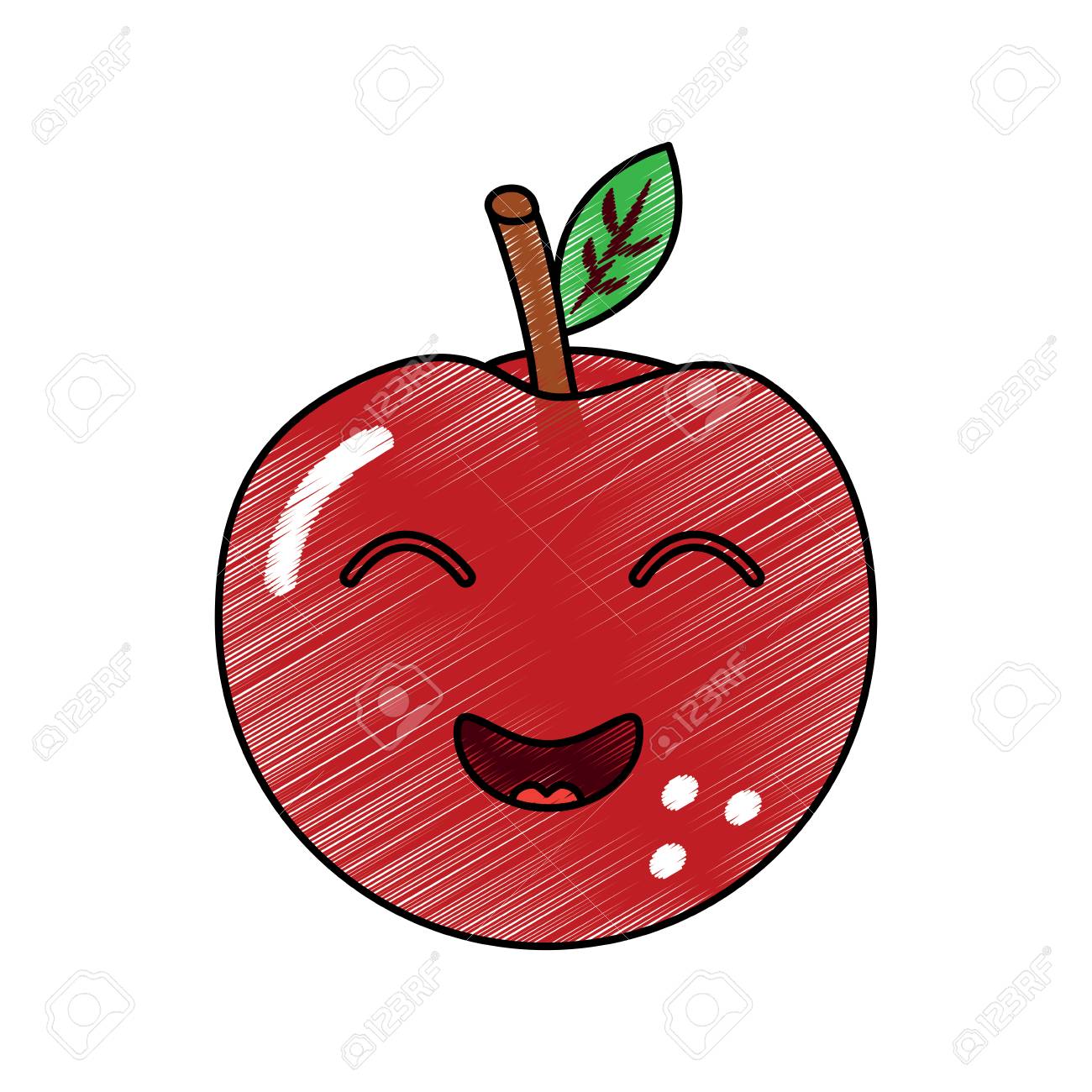 可愛いりんご 面白いフルーツベクトルイラスト のイラスト素材 ベクタ Image