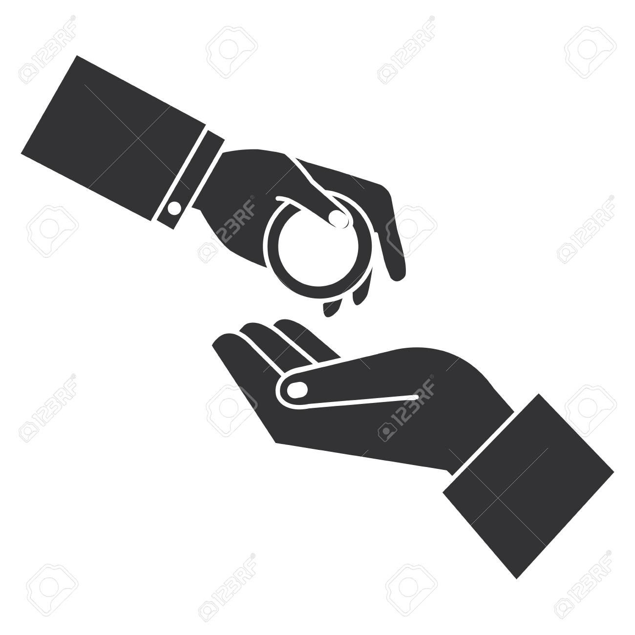 コインのお金を払って手分離アイコン ベクトル イラスト デザイン のイラスト素材 ベクタ Image