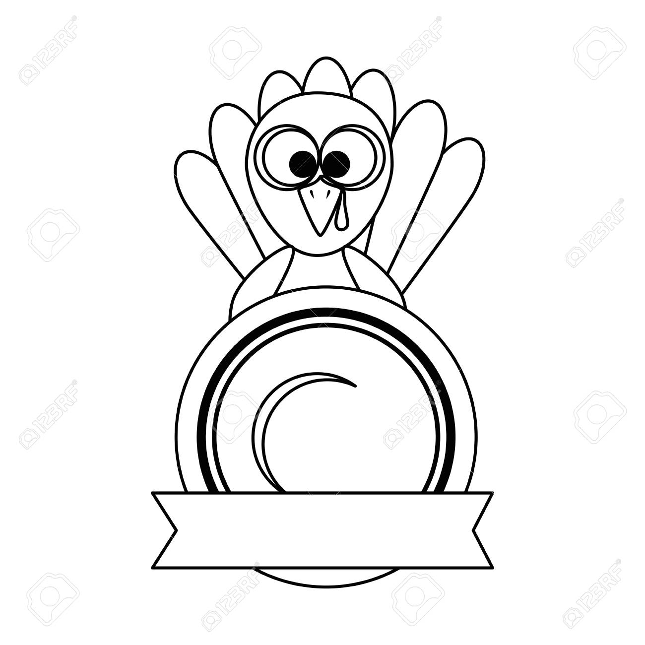 感謝祭の七面鳥料理文字アイコン ベクトル イラスト デザインと のイラスト素材 ベクタ Image