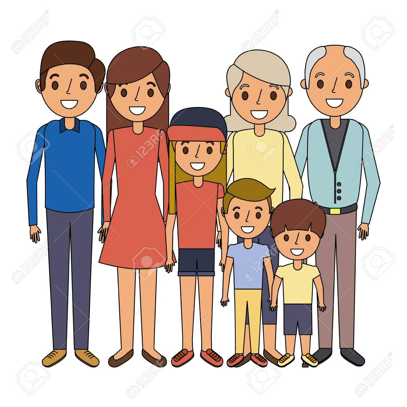 幸せな家族の両親息子の娘と祖父母が一緒にベクトルイラストのイラスト素材 ベクタ Image 幸せな家族の両親息子の娘と祖父母が一緒にベクトルイラストのイラスト素材 ベクタ Image