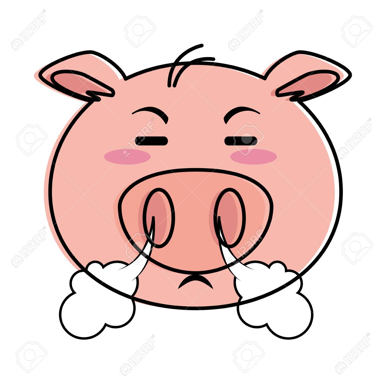 怒っている豚絵文字可愛いベクトルイラストデザインのイラスト素材 ベクタ Image