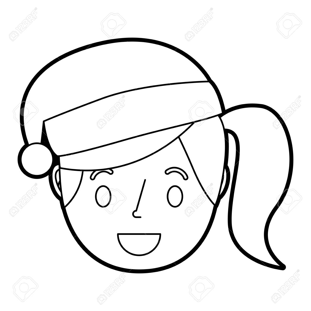 クリスマス帽子ベクトルイラストを着て微笑む小さな女の子のイラスト素材 ベクタ Image クリスマス帽子ベクトルイラストを着て微笑む小さな女の子のイラスト素材 ベクタ Image
