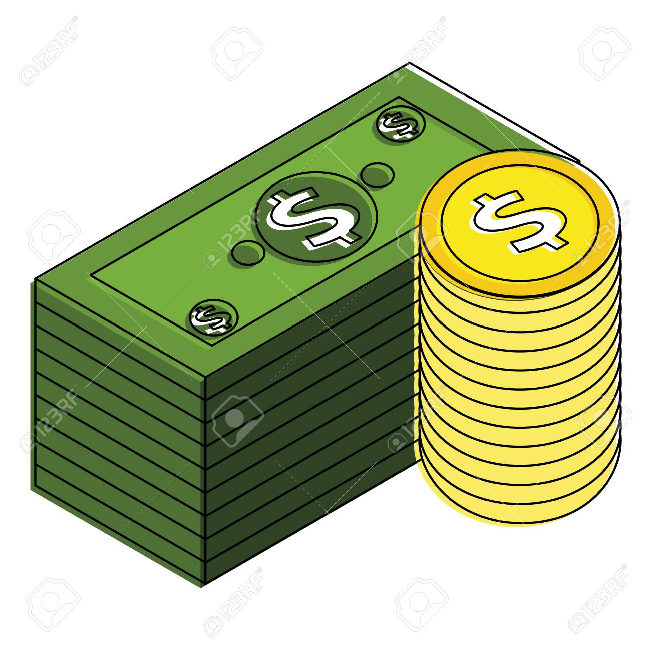 ステーク紙幣とコイン通貨銀行イラストデザイン。のイラスト素材・ベクター Image 91414585