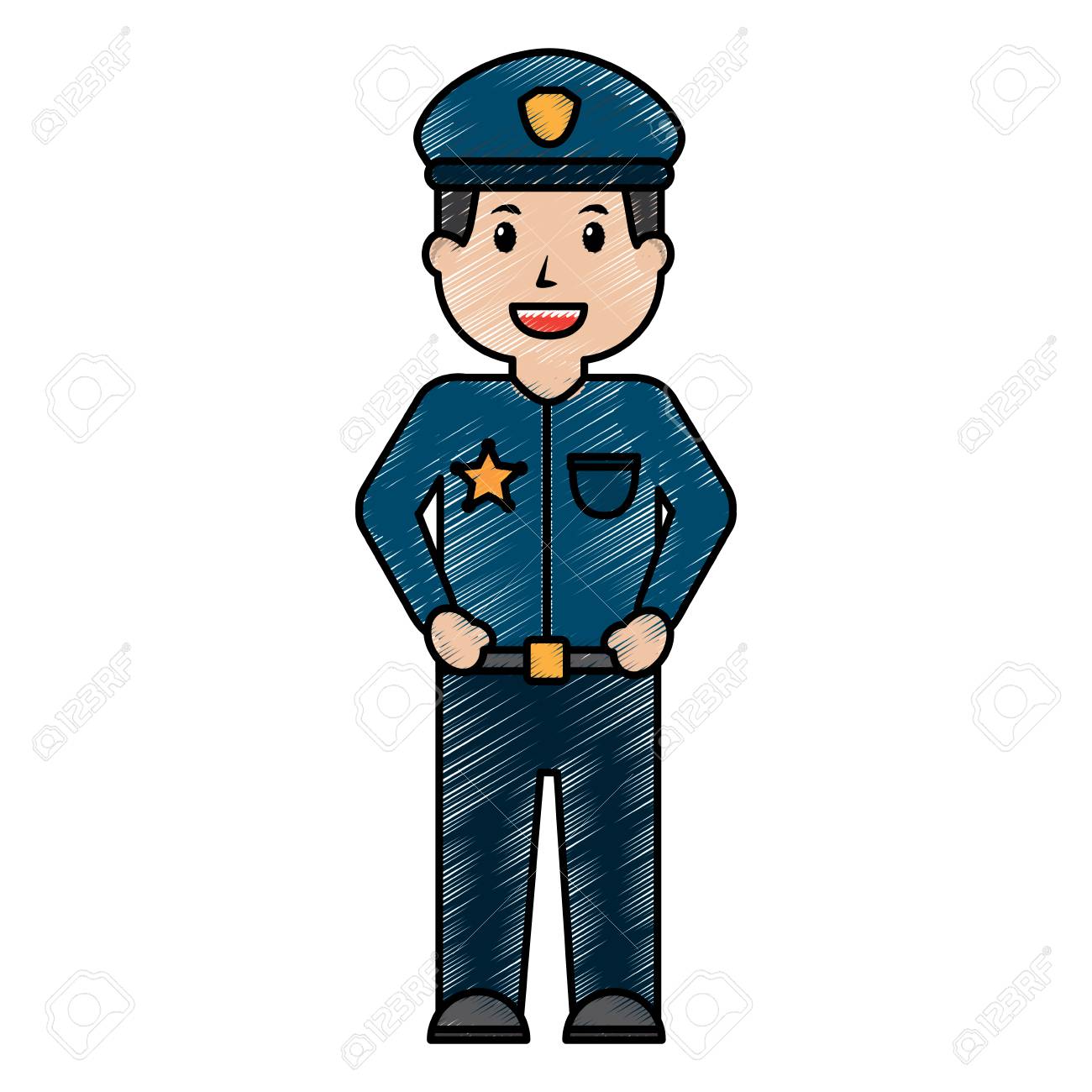 Portret Policjanta Uśmiechnięty Mundur I Czapka Ilustracja Wektorowa Rysunek  Obraz SVG, Cliparty, ilustracje stockowe oraz ilustracje wektorowe Royalty  Free. Image 91431682