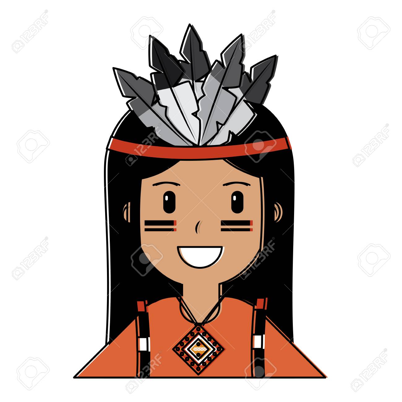 肖像アボリジニネイティブアメリカンベクトルイラストベクトルイラスト のイラスト素材 ベクタ Image