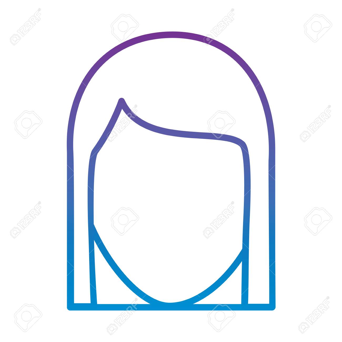 顔無しの女性プロフィール アバターキャラクターベクトルイラストアウトラインカラー画像のイラスト素材 ベクタ Image