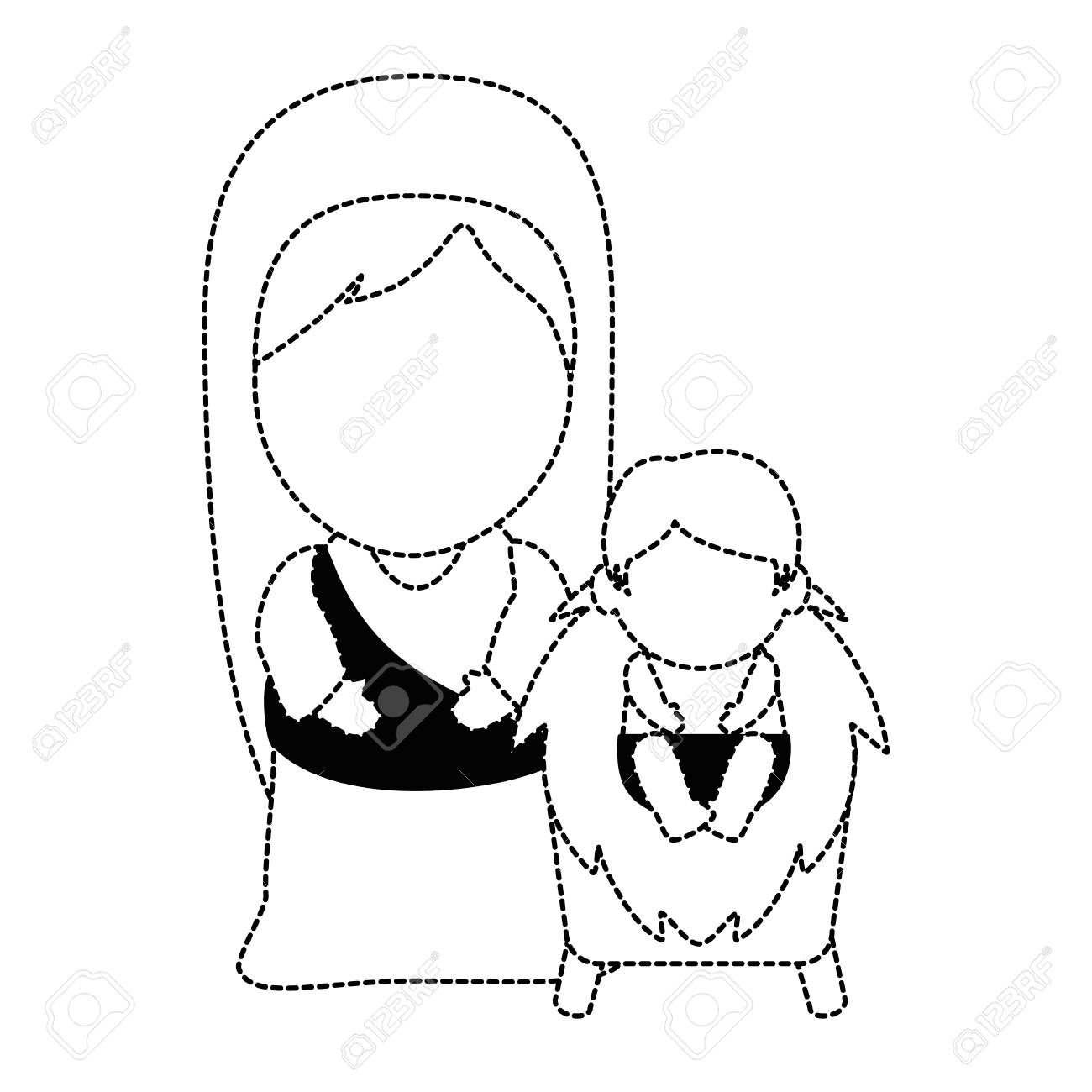 Cute Virgin Mary With Jesus Baby Characters Vector Illustration Design  Royalty Free SVG, Cliparts, Vectors, and Stock Illustration. Image 92193099., image size:1300x1300