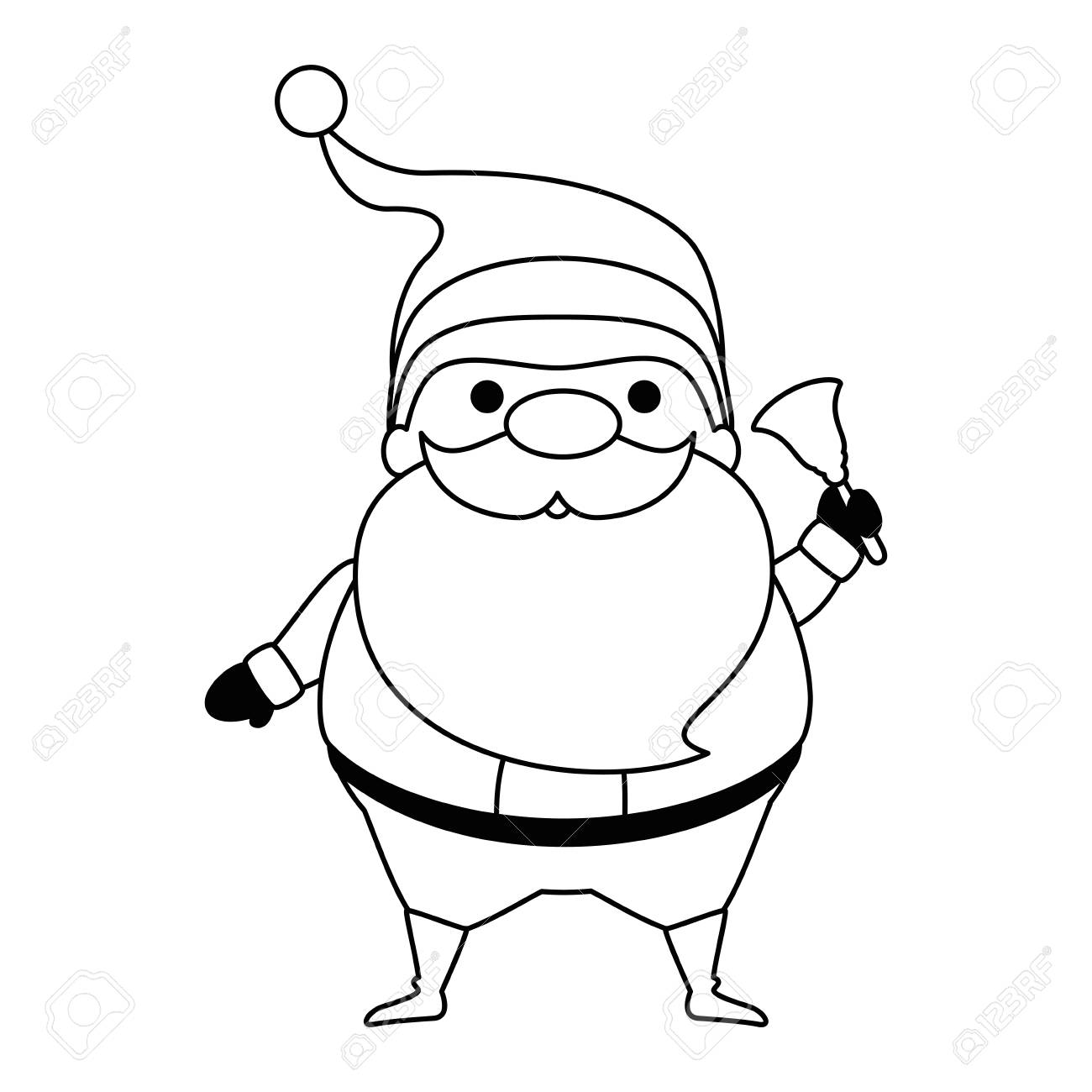 Cute Santa Claus With Bell Kawaii Character Vector Illustration