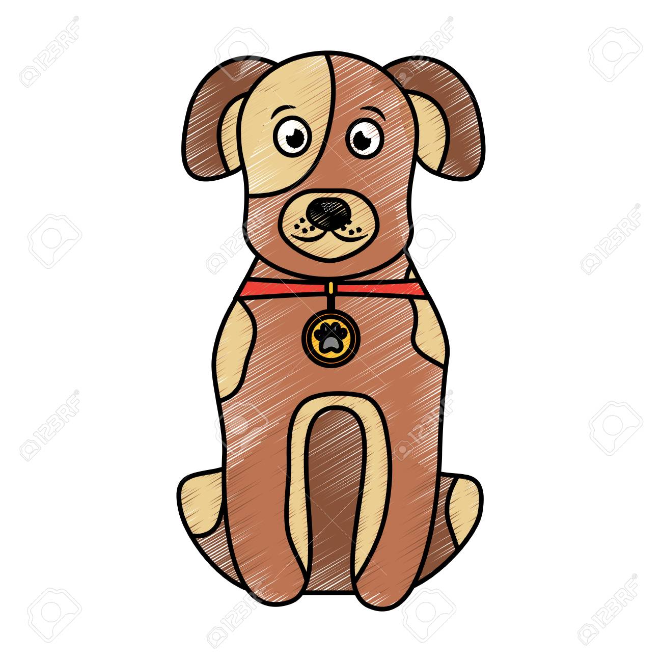 首輪座っているペット動物ベクトルイラストを持つ漫画の犬のイラスト素材 ベクタ Image 首輪座っているペット動物ベクトルイラストを持つ漫画の犬のイラスト素材 ベクタ Image