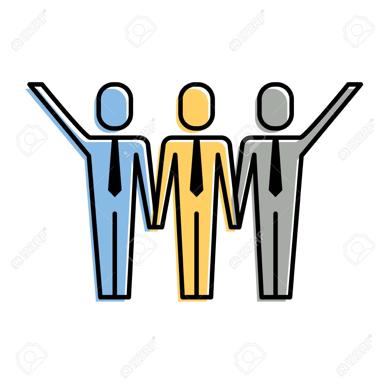 手をつないでいる3人の男チームワーク成功ベクトルイラスト のイラスト素材 ベクタ Image