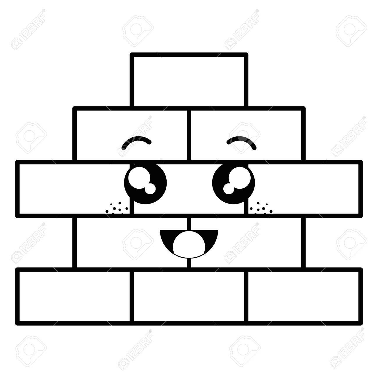 レンガ壁山可愛いキャラクターベクトルイラストデザインのイラスト素材 ベクタ Image