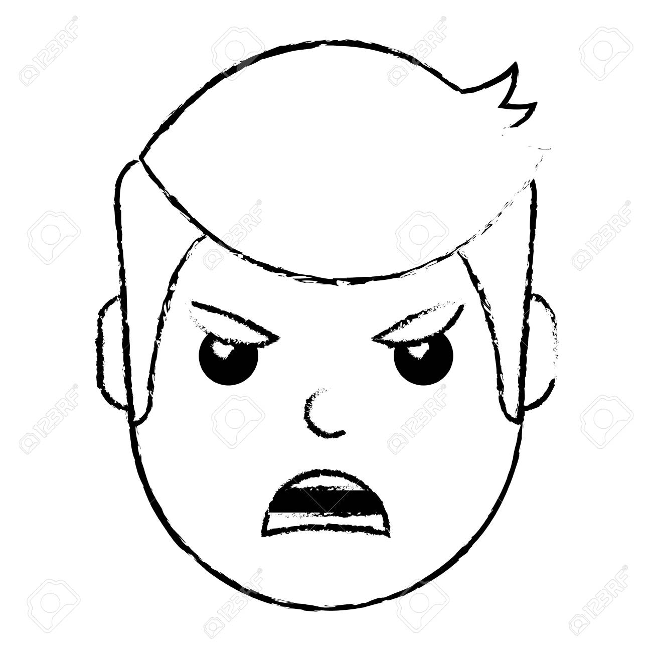 若い男は怒った表情漫画ベクトルイラストに直面していますのイラスト素材 ベクタ Image